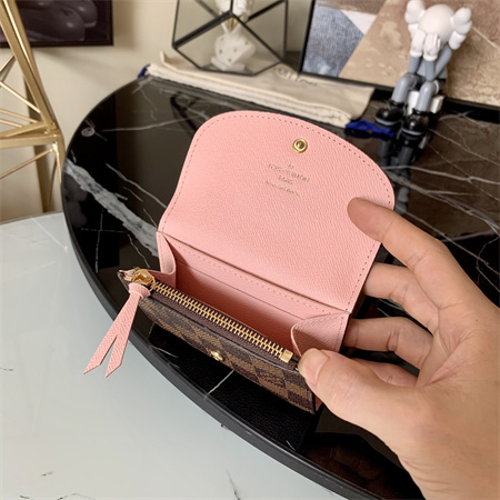 L.V Rosalie Coin Purse Damier Ebene Canvas Inside Pink N64423
