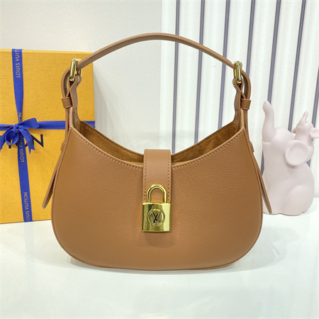 L.V Low Key Shoulder Bag Grained Calfskin Cognac Brown M24885