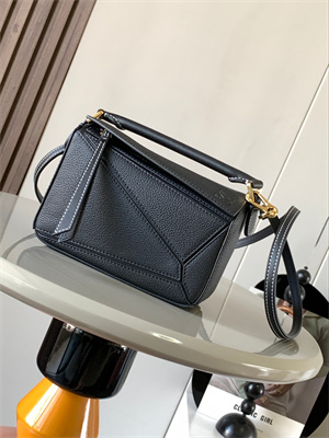 Loewe Mini Puzzle Bag In Soft Grained Calfskin Black