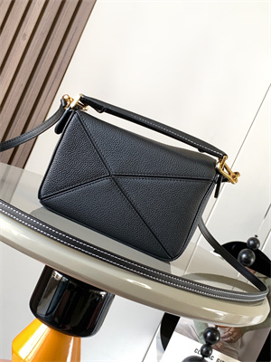 Loewe Mini Puzzle Bag In Soft Grained Calfskin Black
