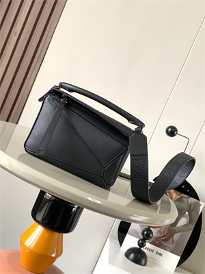 Loewe Mini Puzzle Bag In Soft Grained Calfskin With Wide Strap