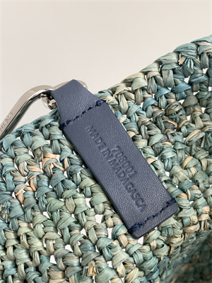 Loewe Mini Slit bag in raffia and calfskin