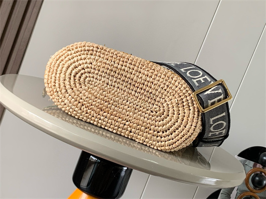 Loewe Mini Slit bag in raffia and calfskin