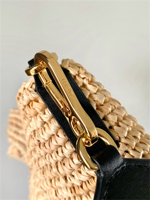 Loewe Mini Slit bag in raffia and calfskin