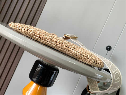 Loewe Mini Slit bag in raffia and calfskin