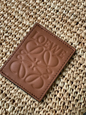 Loewe Mini Slit bag in raffia and calfskin