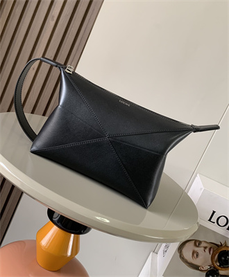 Loewe Puzzle Fold Wash Bag In Shiny Calfskin