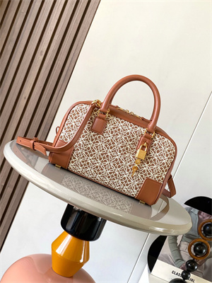 Loewe Amazona 23 Bag In Anagram Jacquard and Calfskin Brown