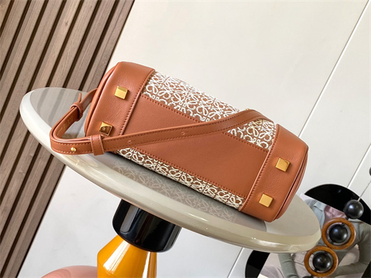 Loewe Amazona 23 Bag In Anagram Jacquard and Calfskin Brown