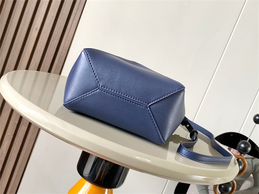Loewe Mini Puzzle Fold Tote In Shinny Calfskin Anbyss Blue