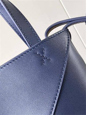 Loewe Mini Puzzle Fold Tote In Shinny Calfskin Anbyss Blue