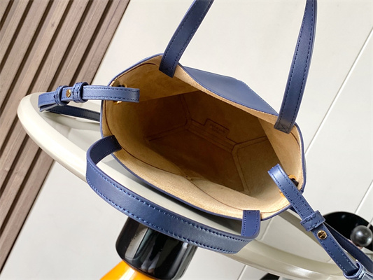 Loewe Mini Puzzle Fold Tote In Shinny Calfskin Anbyss Blue