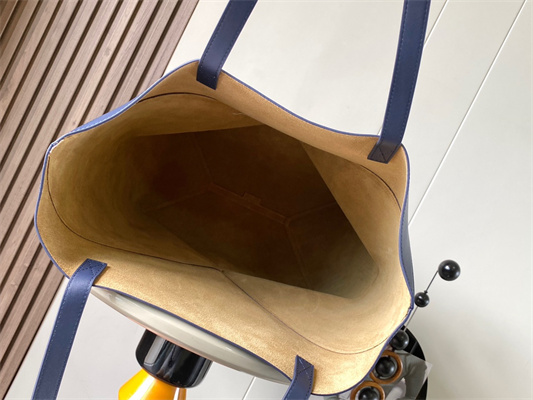 Loewe XL Puzzle Fold Tote In Shinny Calfskin Anbyss Blue