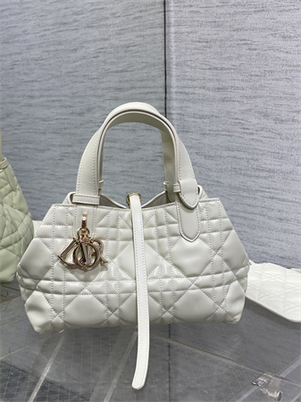 CD Small TOUJOURS BAG Macrocannage Calfskin White