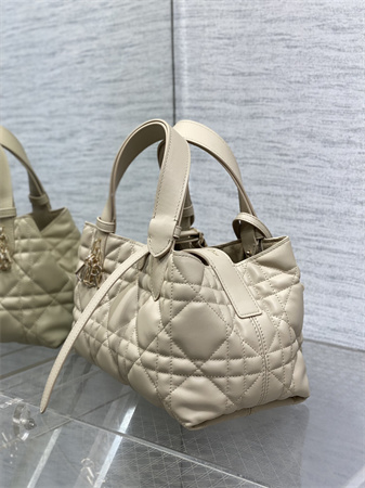 CD Small TOUJOURS BAG Macrocannage Calfskin Beige