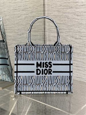 CD Miss Dior Small Book Tote Allover Emb Pale Blue