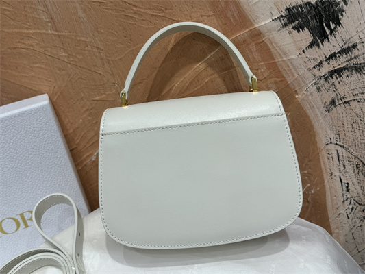 CD Medium 30 Montaigne Avenue Top Handle Bag Latte Ribbed Calfskin