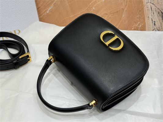 CD Medium 30 Montaigne Avenue Top Handle Bag Black Ribbed Calfskin