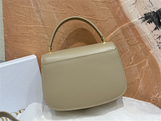 CD Medium 30 Montaigne Avenue Top Handle Bag Powder Beige Ribbed Calfskin