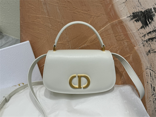 CD Small 30 Montaigne Avenue Top Handle Bag Latte Ribbed Calfskin