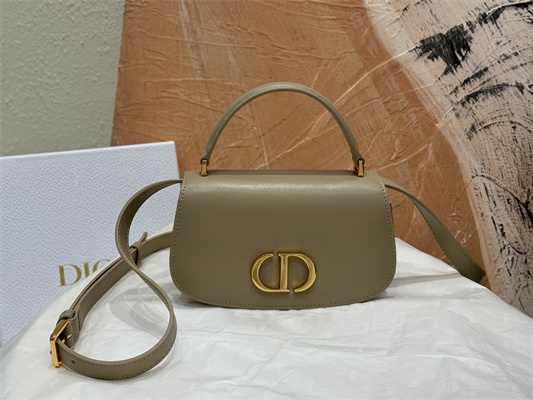 CD Small 30 Montaigne Avenue Top Handle Bag Powder Beige Ribbed Calfskin