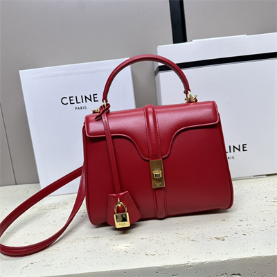 Celine Small 16 Bag In Satined Calfskin Red