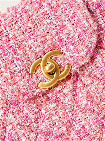 Cha.nel Mini Shopping Bag Kelly Bag Tweed Gold-Tone Metal Pink AS4416