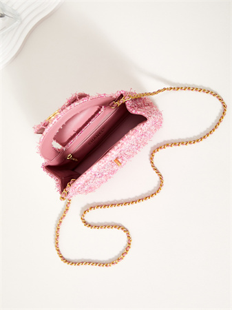 Cha.nel Mini Shopping Bag Kelly Bag Tweed Gold-Tone Metal Pink AS4416