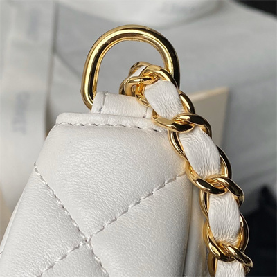 Chanel Hobo Bag Lambskin Gold Tone Metal White AS3786