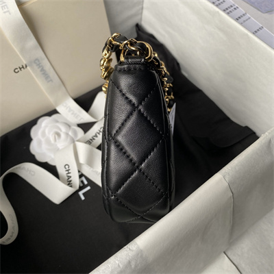 Chanel Hobo Bag Lambskin Gold Tone Metal Black AS3786