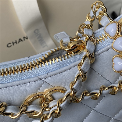 Chanel Hobo Bag Lambskin Gold Tone Metal Blue AS3786