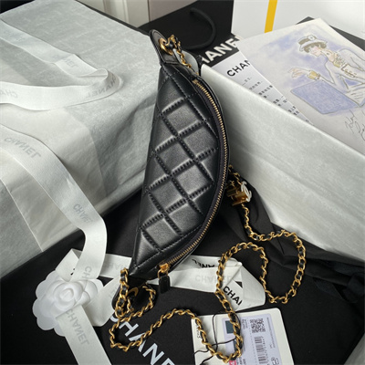 Chanel Waist Bag Shiny Lambskin, Enamel & Gold-Tone Metal Black AS4113