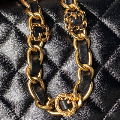 Chanel Mini Flap Bag With Top Handle Shiny Lambskin & Gold-Tone MetalBlack AS4992