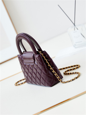 Cha.nel Mini Shopping Bag Kelly Bag Shiny Aged Calfskin Gold-Tone Metal Burgundy AS4416