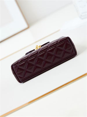 Cha.nel Mini Shopping Bag Kelly Bag Shiny Aged Calfskin Gold-Tone Metal Burgundy AS4416