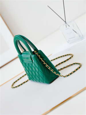 Cha.nel Mini Shopping Bag Kelly Bag Shiny Aged Calfskin Gold-Tone Metal Dk Green  AS4416