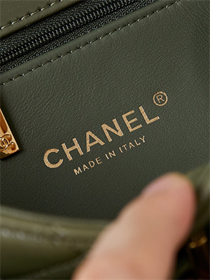 Cha.nel Mini Flap Bag with Top Handle Shiny Lambskin & Gold-Tone Metal Green AS5043