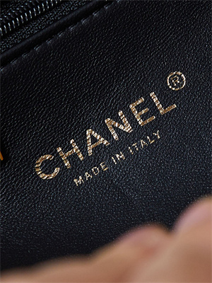 Cha.nel Mini Flap Bag with Top Handle Shiny Lambskin & Gold-Tone Metal Black AS5043