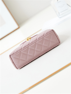 Cha.nel Mini Shopping Bag Kelly Bag Shiny Aged Calfskin Gold-Tone Metal Pink AS4416