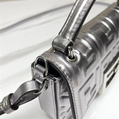 Fen.di BAGUETTE Phone Pouch Nappa Leather Silver