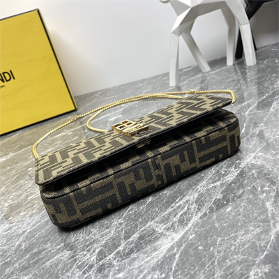 Fendigraphy Chain Wallet FF Fabric Brown