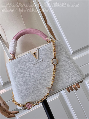 L.V Capucines BB Bag Taurillon Leather White/Pink M48865