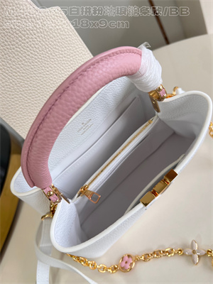 L.V Capucines BB Bag Taurillon Leather White/Pink M48865