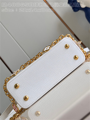 L.V Capucines Mini Bag Taurillon Leather White/Pink M48865