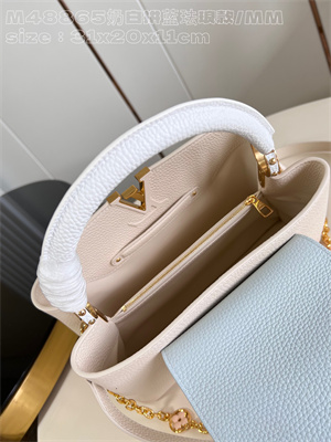 L.V Capucines MM Bag Taurillon Leather Cream/Blue M48865