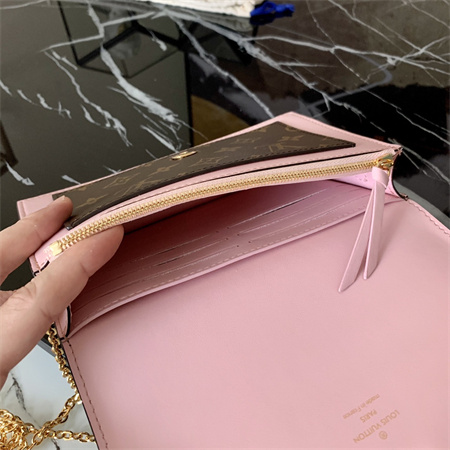 L.V Flore Wallet On Chain Monogram Canvas Pink M67405