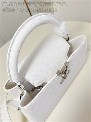 L.V Capucines East-West BB Grained calfskin White M48865