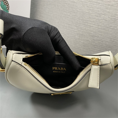 Prada Arqué leather Mini shoulder bag White Color 1BC199