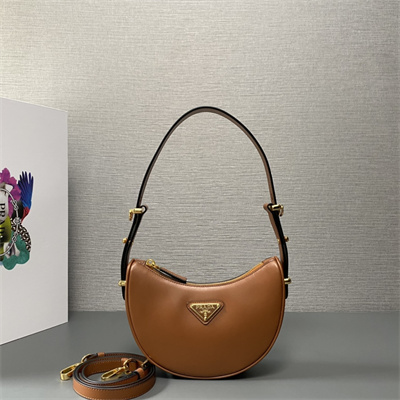 Prada Arqué leather Mini shoulder bag Cognac Color 1BC199