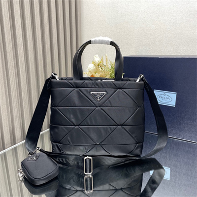 Prada Medium Re-Nylon Padded Tote Bag Black 1BG380
